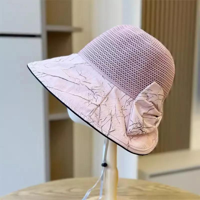 WTEMPO Big Bow Large Brim Sun Hats Seaside Travel Holiday Hats Beach Sunscreen Fabric Hats for Female In Summer
