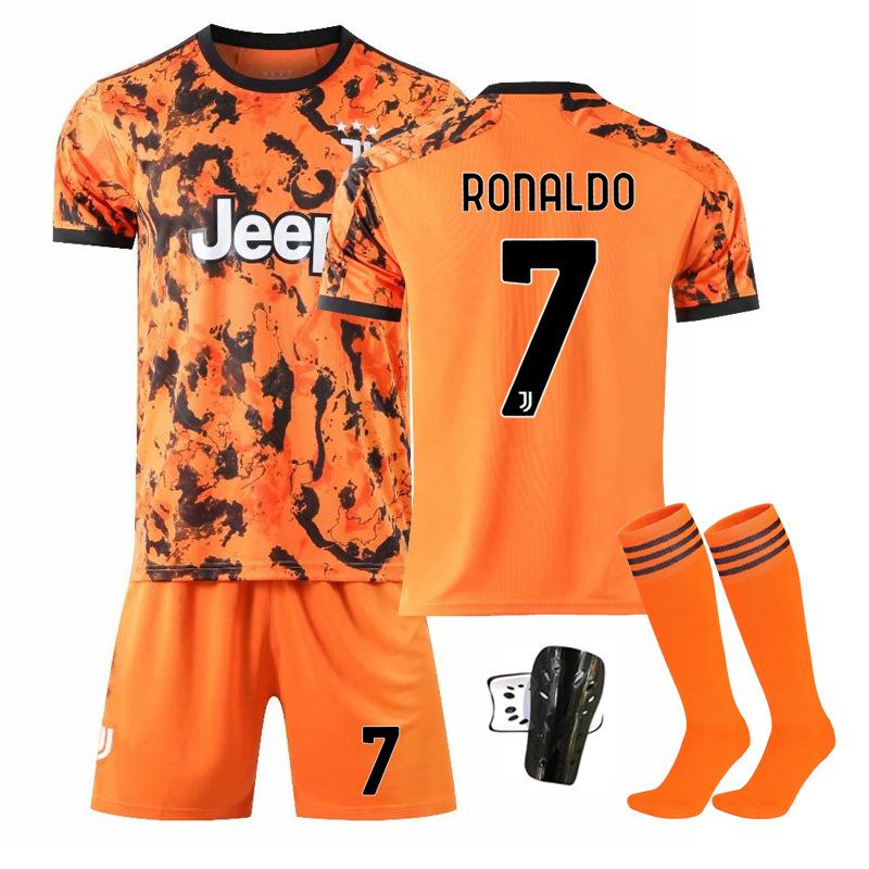 Orange 7# Ronaldo Retro Soccer Jersey 20-21 Juventus Third Kit for Kids