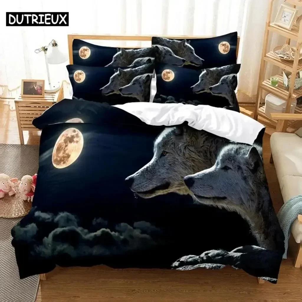 Luxury New 3D Print Love Wolf Comfortable Duvet Quilt Cover Pillowcase Bedding Set Children Bedroom Decoration Home Textile