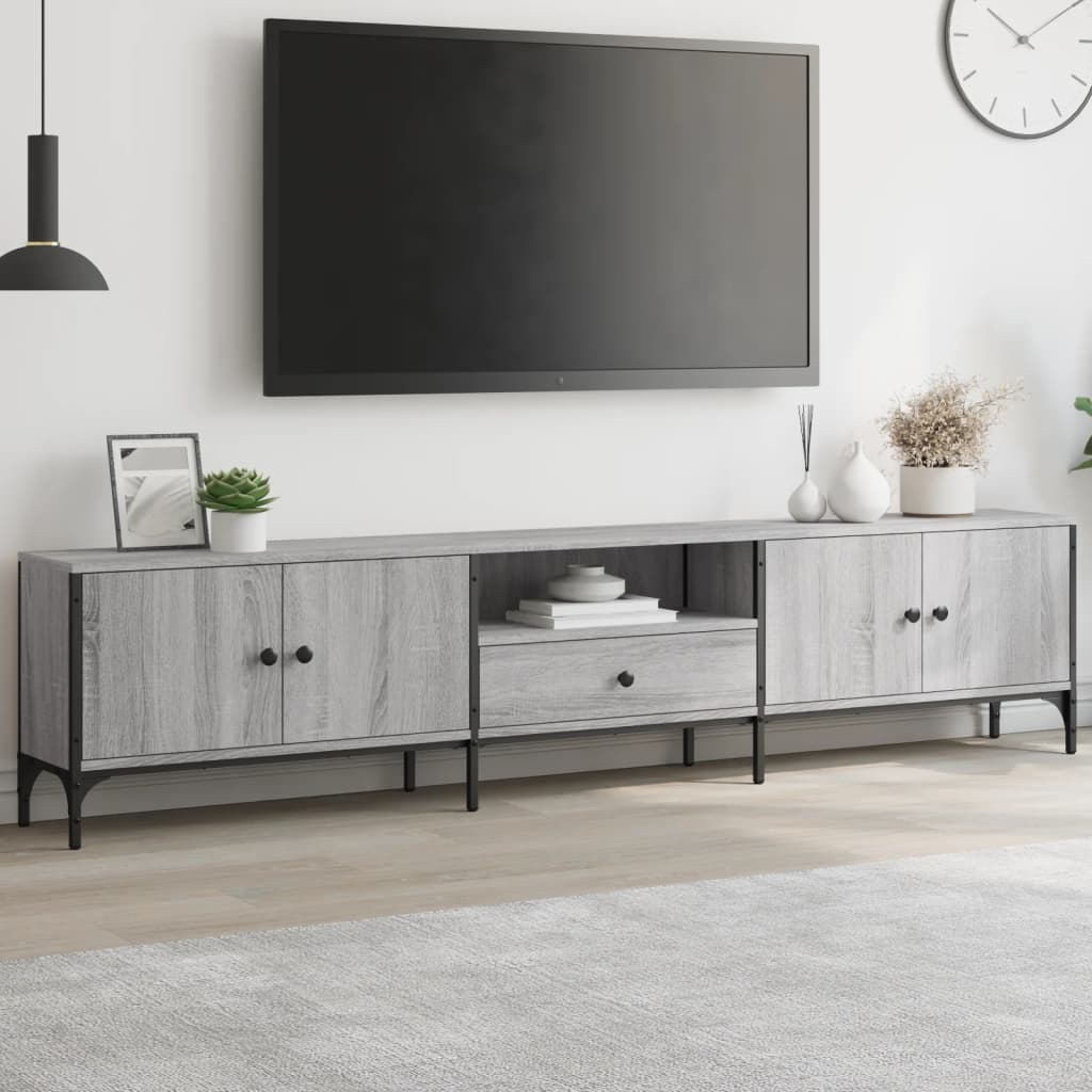 Vidaxl TV-Schrank mit Schublade, Sonoma-Eiche Grau, 200x25x44 cm