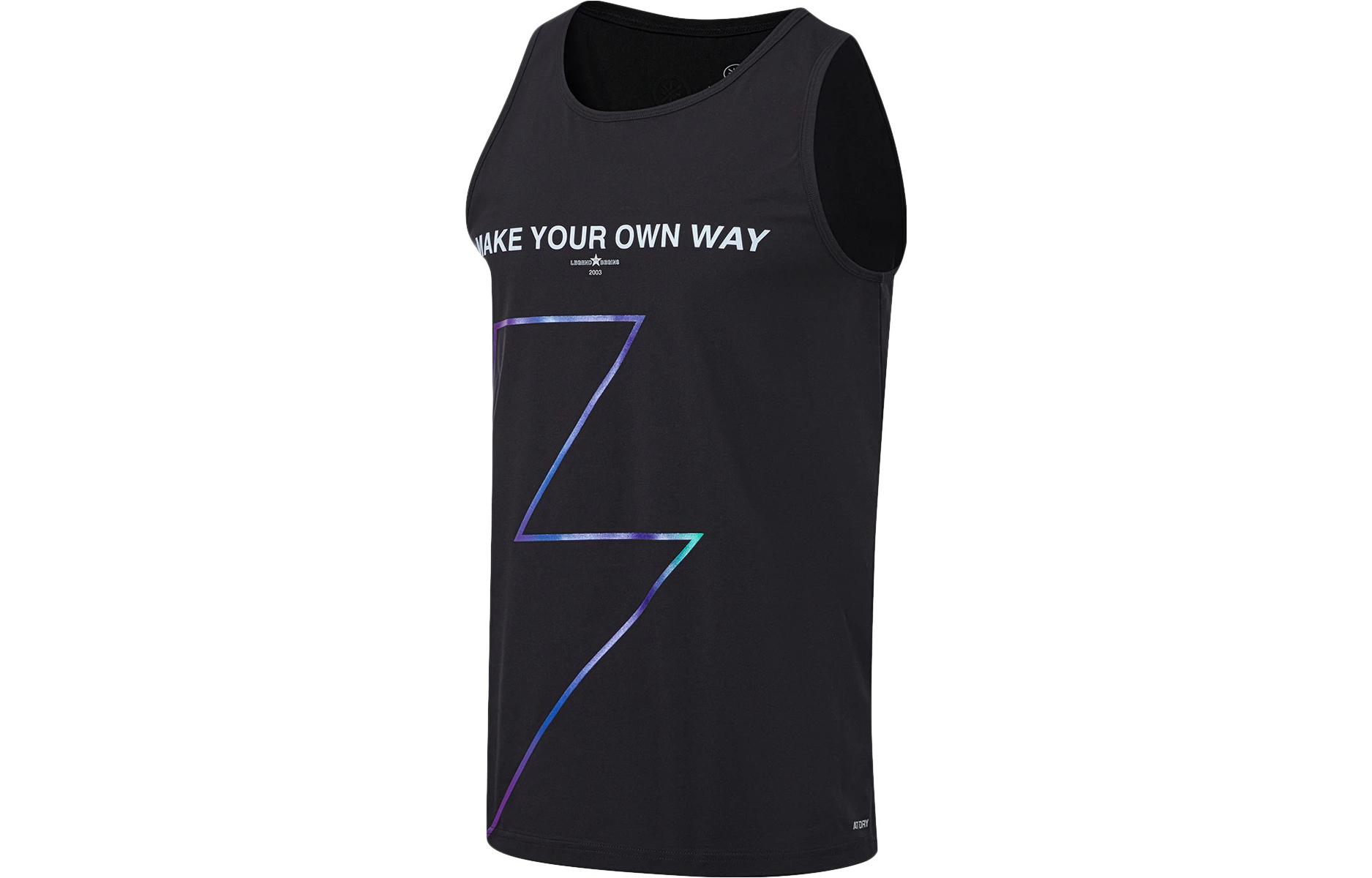 Li Ning Tank Tops Men s Black Crew Neck Moderate Straight Fit AVST089-1 M