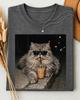 Cat Iced Coffee Graphic Tee, Sunglasses Cat Lover Shirt, Unisex Gildan Apparel