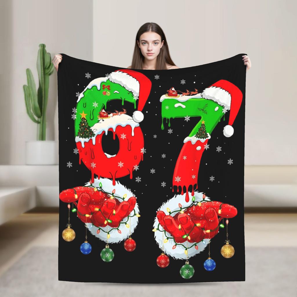 Super Soft Blanket Decorative Funny 67 Six Seven Meme Ice Cream Throw Blanket  Flannel Bedspread For Couch Chair Sofa Bed Cover