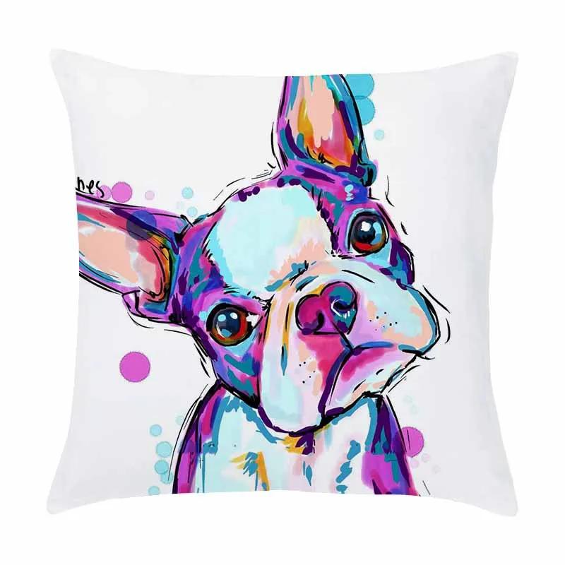 Customizable Home Square Soft Sofa Bed Pillow Cover Painted Dog Decorative Cartoon Puppy