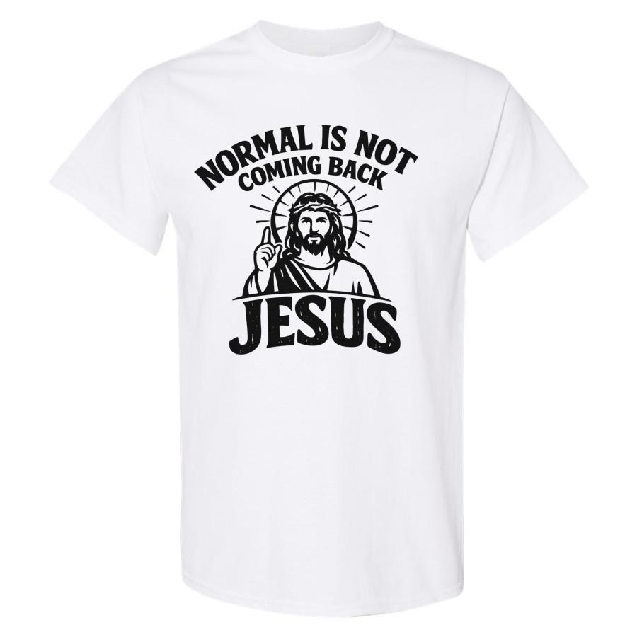Jesus Normal Is Not Coming Back Christian T Shirt Mens Graphic Tee Faith Black 2XL