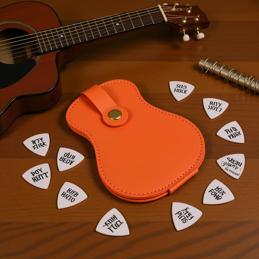 Guitar Shaped Guitar Pick Holder Stylish PU Leather Picks Storage Bag for Guitar Lovers 18 Slots