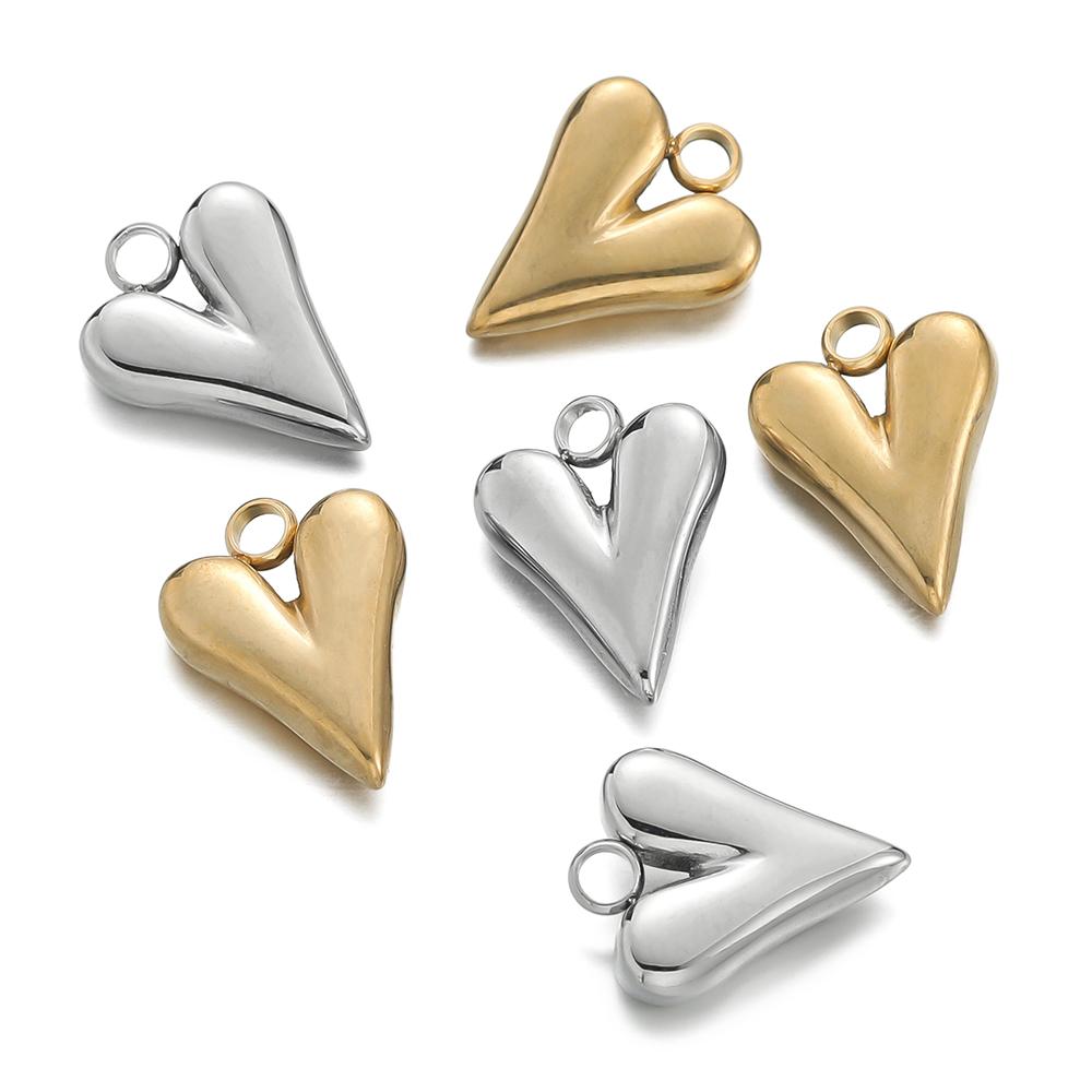 5pcs/lot Stainless Steel Heart Shape Charms Pendants for Handmade DIY Jewelry Necklace Earring Making Accessories