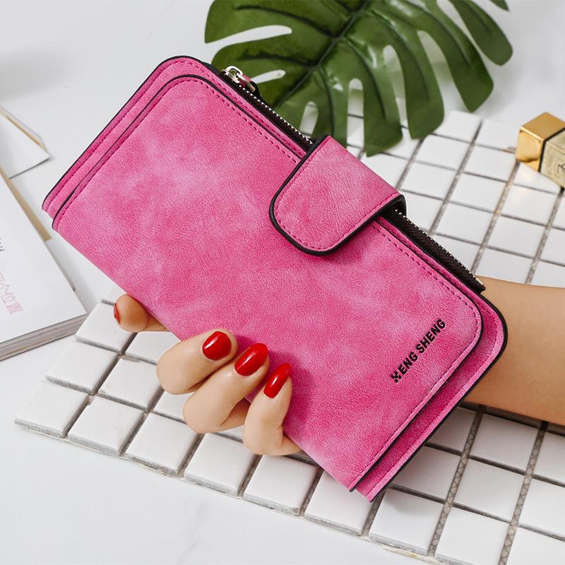 Fashion Personality PU Matte Long Women Wallets Tri-fold Large Capacity Money Clips Unisex Multi-card Slot Clutch Ladies Coin Purse