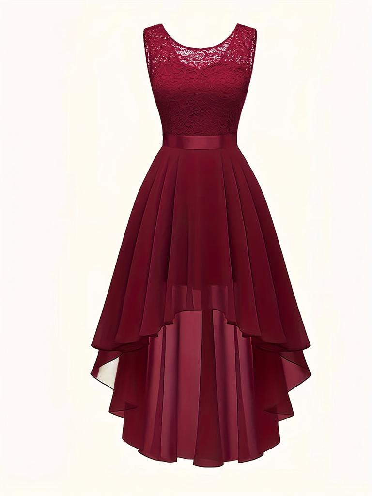 Luxury Elegant Chic High-End Short Front Long Slim Sleeveless Dress
