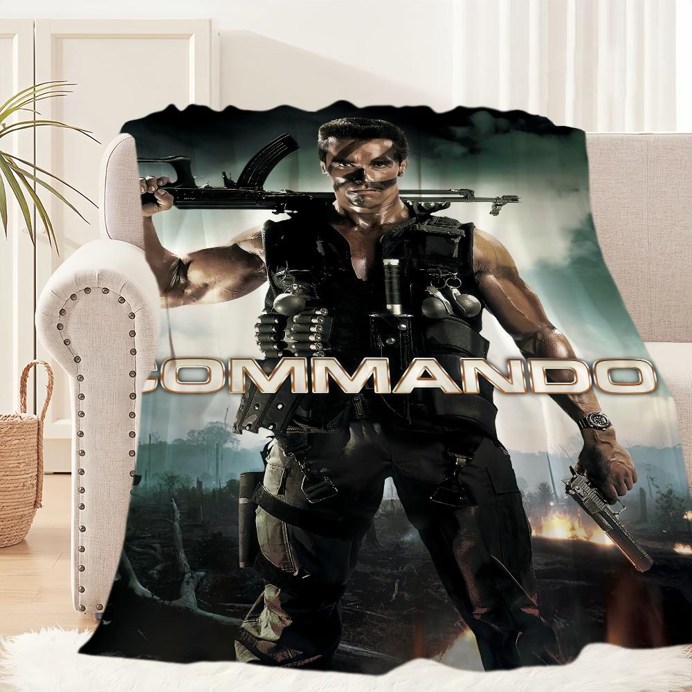 

Cool Schwarzenegger Commando Film Blanket Plush Nap Sofa rug for Living Room Warm Office Bedroom Birthday Home Travel Kid Gifts 75x90cm