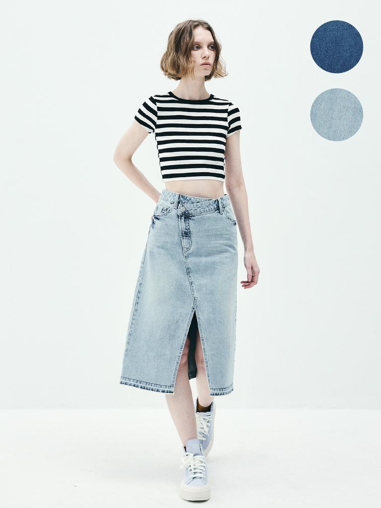 Lam Ras5014 Asymmetrical Aline Denim Skirt