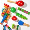 Drewniane Instrumenty Muzyczne Dla Dzieci Marakasy Rytmiczne Kastaniety Flet Dzwoneczki Harmonijka Trąbka Upominki na Imprezę Fiesta Karnawał