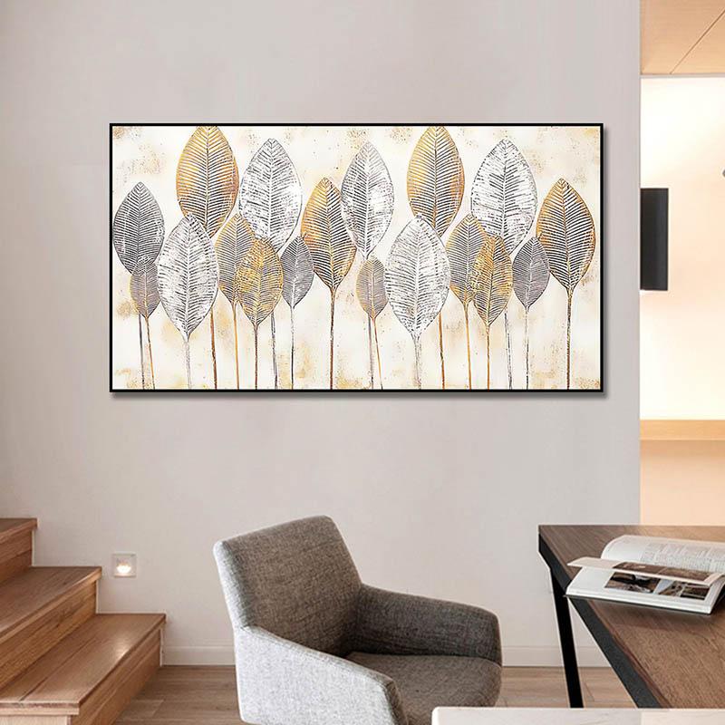 Moderne Golden Leaf Leinwand Drucke Abstrakte Dekorative Malerei Nordic Poster Wand Kunst Bilder für Wohnzimmer Dekor Kein Rahmen