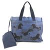 Horse Cheval Hermes Chevaux Tote Bag with Pouch Shoulder Bag blue/Black