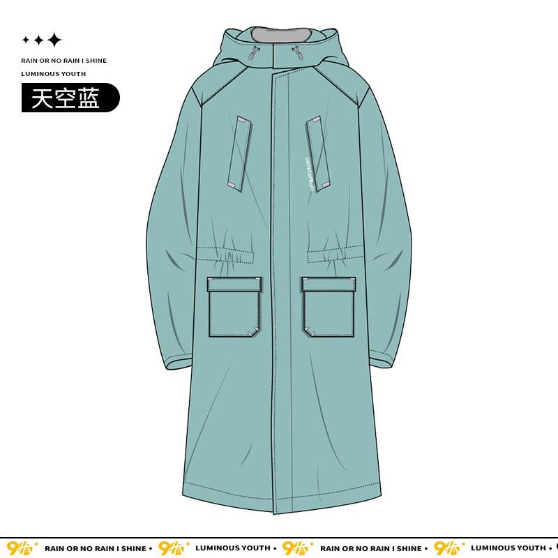 Long Hooded Raincoat Hiking TPU Waterproof Full Body Rainwear Outdoor Travel