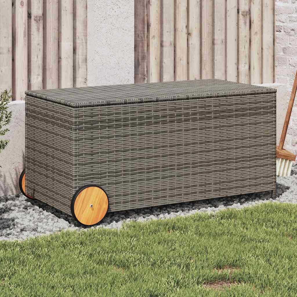 Vidaxl Garden Box with Wheels, Grey, 190 L, Polyrattan