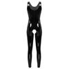 Women's Jumpsuit Liquid Wet Look One Piece Leotard Sleeveless Catsuit Open Crotch Clubwear