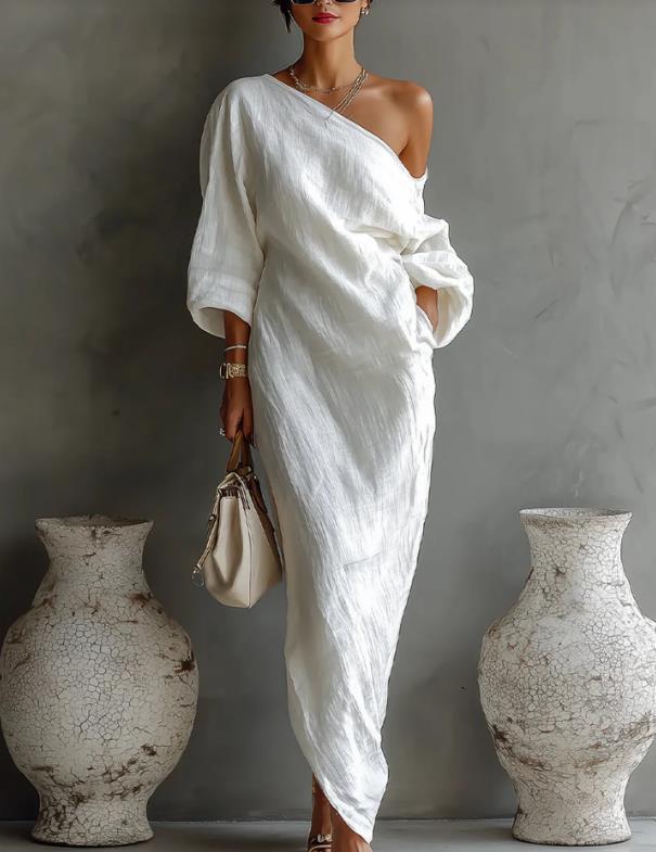 2026 Elegant Off-shoulder Printed Women's Summer Dress