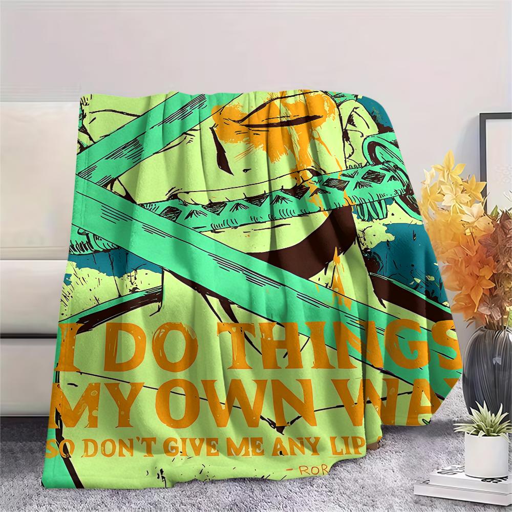 One Piece Charakter Print Flaneldecke, Hohe Qualität, Bequem für alle Jahreszeiten, Heimdekoration, Wärme und Komfort, Perfekt für Weihnachtsgeschenke