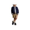 Polo Ralph Lauren Baseball Jacket FW24 Pony Embroidered Cotton Blend Fleece Long Sleeve Kids Jacket Navy-Blue 657298
