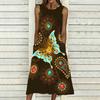 Oversized Sleeveless Round Neck Dress Elegant Clustered Floral Print Knee Length Flowy Dress