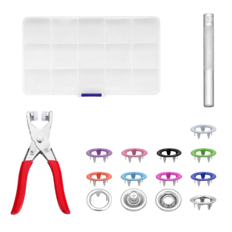 Metal Snap Button with Fastener Pliers Hollow Sewing Snaps Prong Snap Button Kits for DIY Crafting Clothing Sewing