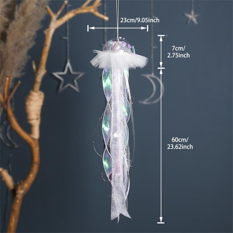 Handhold Light Up Jellyfish Lamp Toy Glowing Chandeliers Ambient Light for Restaurant Girls Kids Holiday Room Ornament