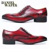Fashion Men's Fashion Oxford Shoes Black Red Pointed Wingtip Lace-Up Formal Leather Shoes for Office Wedding Dress Luxury
