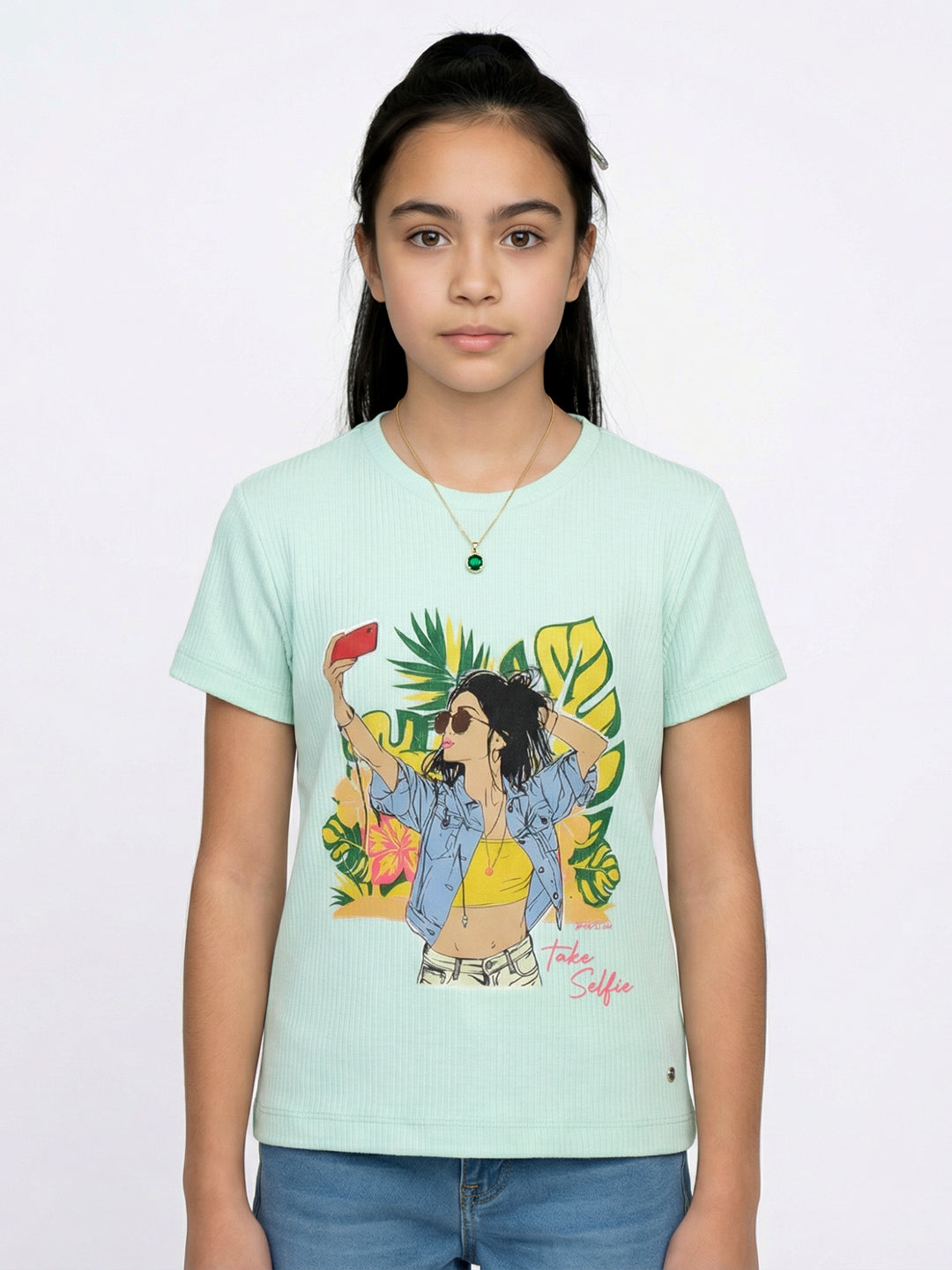 Monte Carlo Girl Regular Fit Sea Green Top 4-5 Years салатный