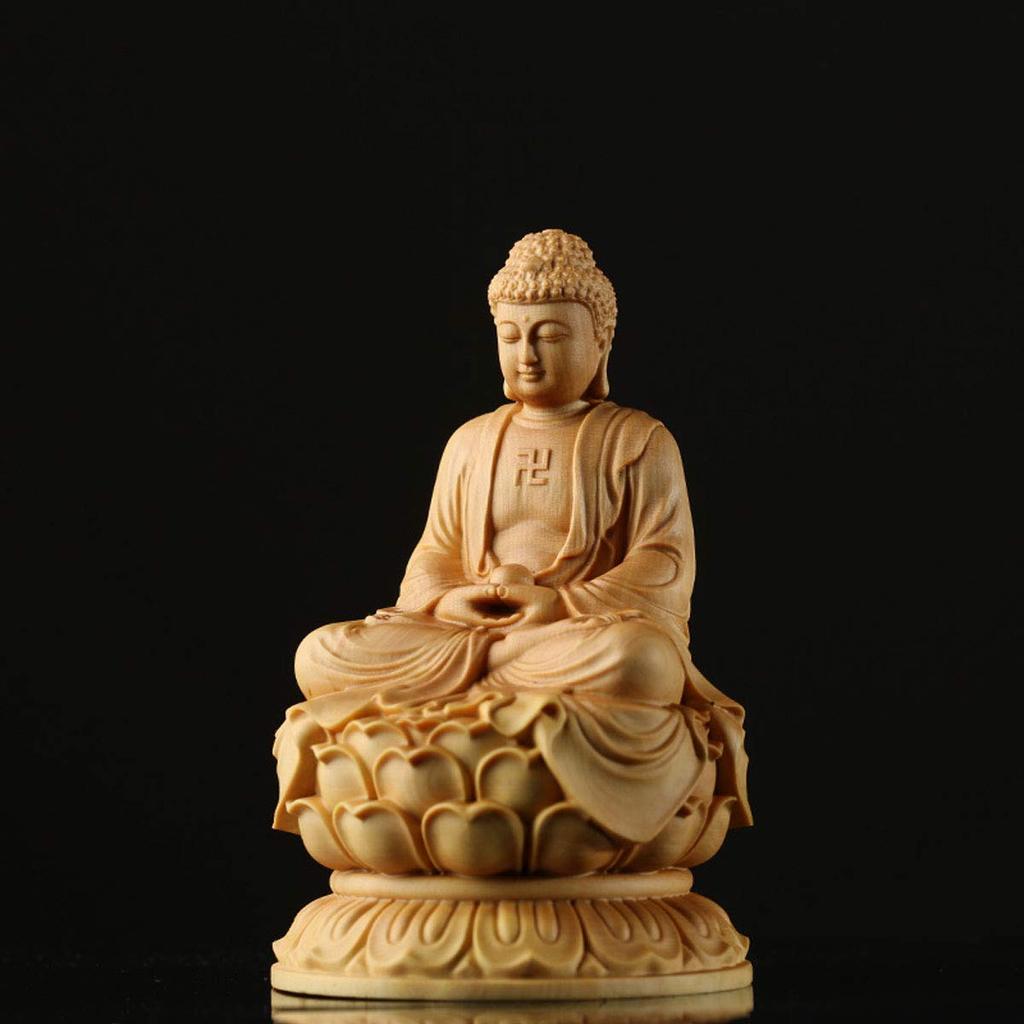Buddha Shakyamuni Buddha Soto Zen Shakyamuni Buddha Sitzende Statue Buddha Lotus Hohe Qualität Natur Buchsbaumholz Tathagata Buddha Geschnitzter Buddha Holz