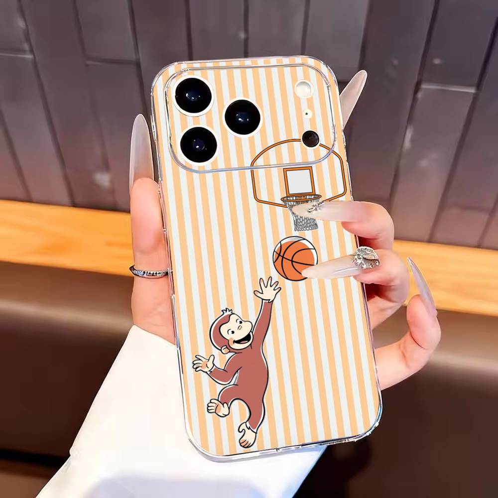 

Чехол для телефона Mokey C-Curious G-Georges для iPhone 17, 16, 15, 14, 13, 12, 11 Plus, Pro Max Мягкий прозрачный чехол iPhone16promax