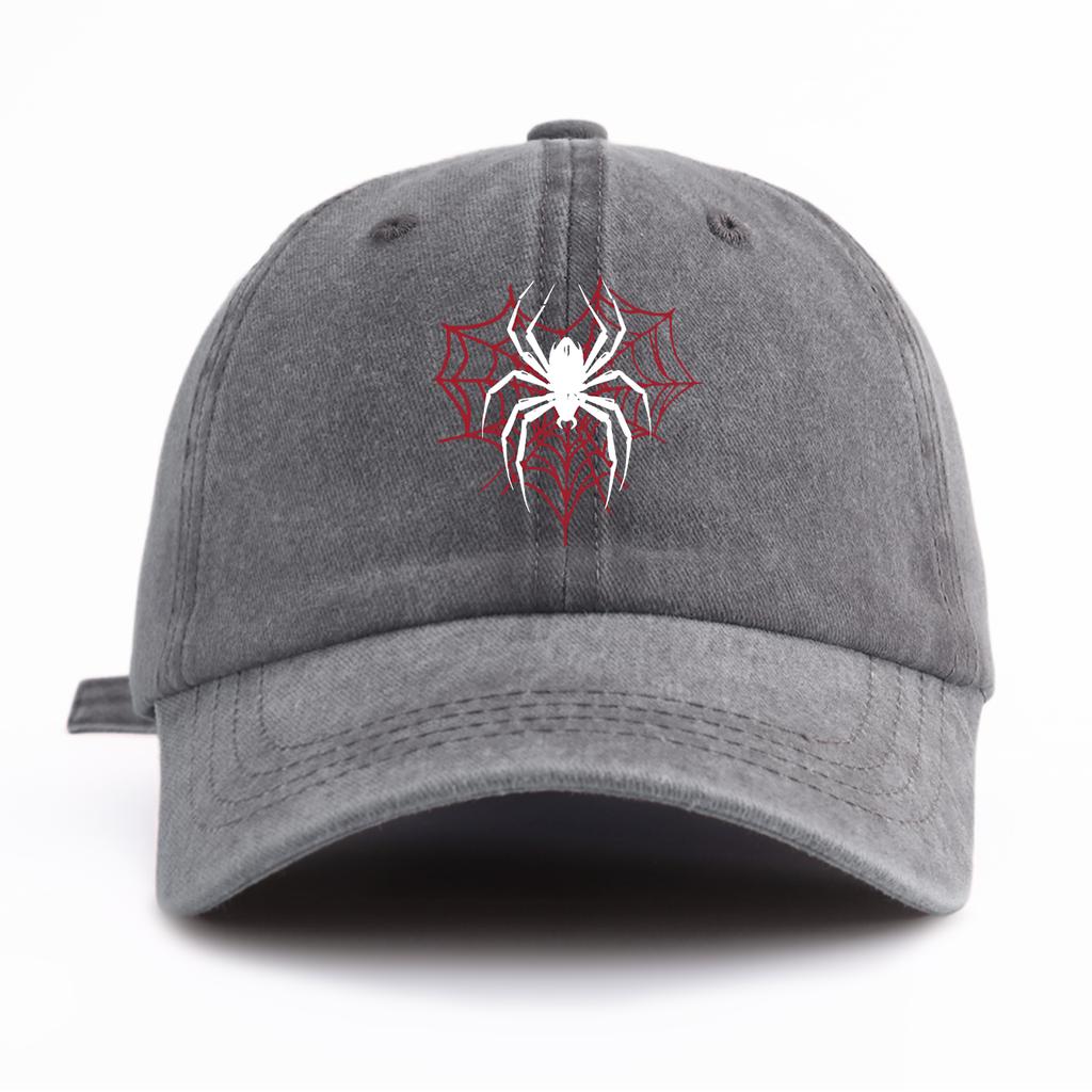 1pc Spider Print Washed Baseball Cap for AdultsMinimalist Retro Style Casual Soft Adjustable Dad HatPerfect As Gift