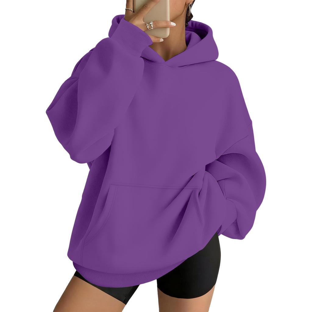 Women's Casual Loose Fit Hoodie with Drop Shoulder and Long Sleeves Pullover Sweatshirt