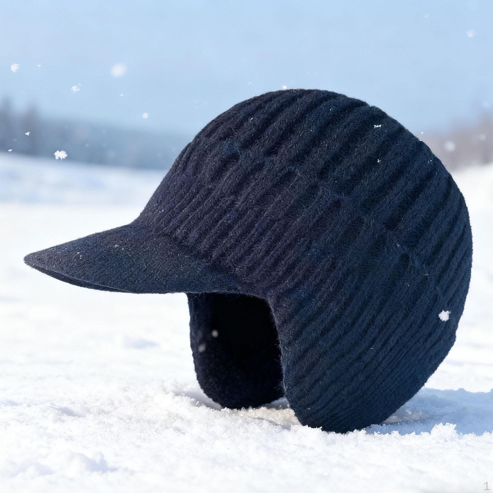 Вязаный , Ветрозащитный Мужской Зимний для Холодной Погоды, Уличный тёмно-синий