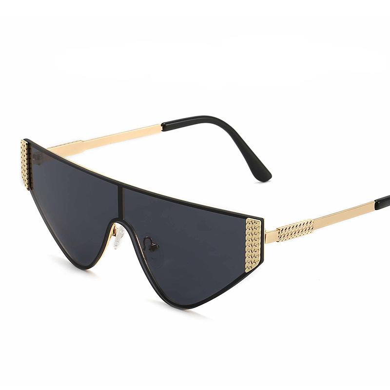 Wholesale Big Frame Shades Luxury Brand Metal Sunglasses Vintage Oversized Sunglasses Women Fashion One Piece Covered Sunglasses Fashion Sunglasses