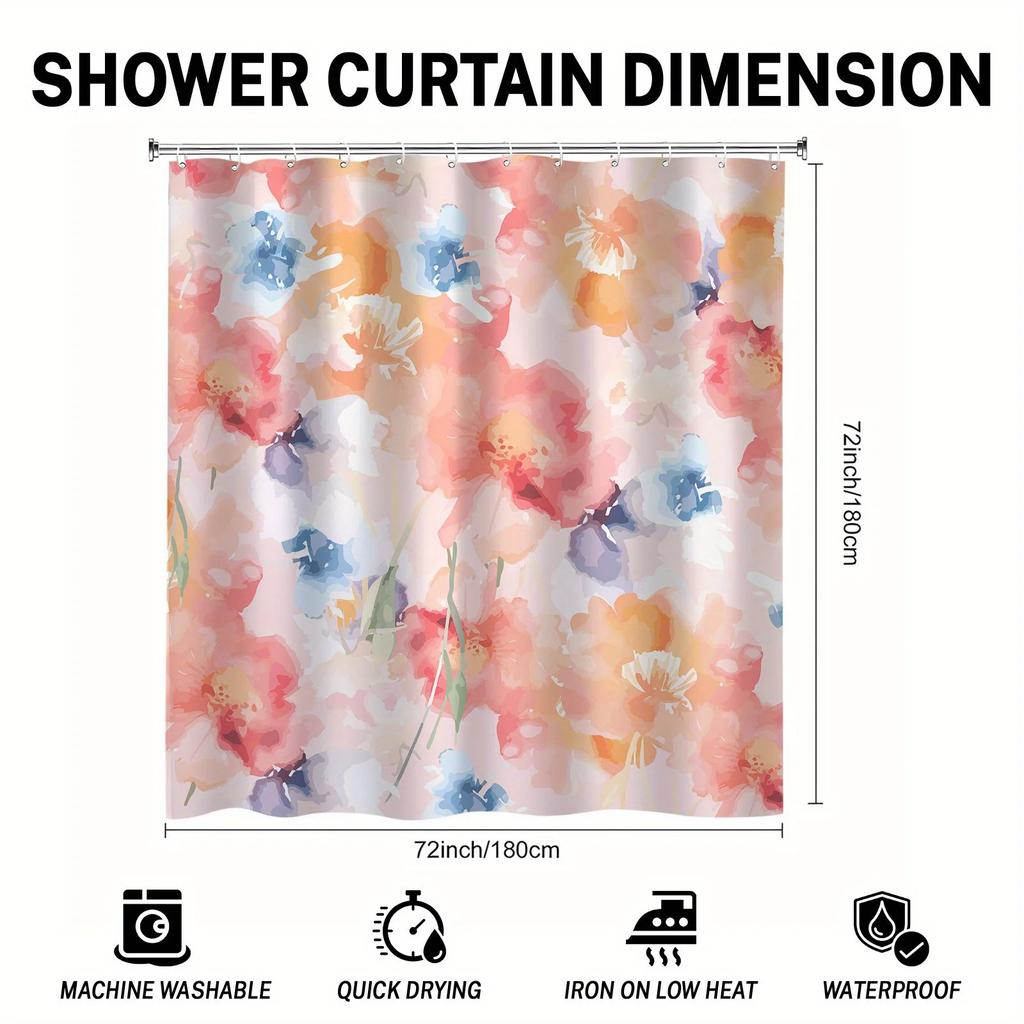 Colorful Abstract Floral Shower Curtain - Modern Bathroom Decor, Ideal for Friends Who Love Abstract Style, Home Accessories