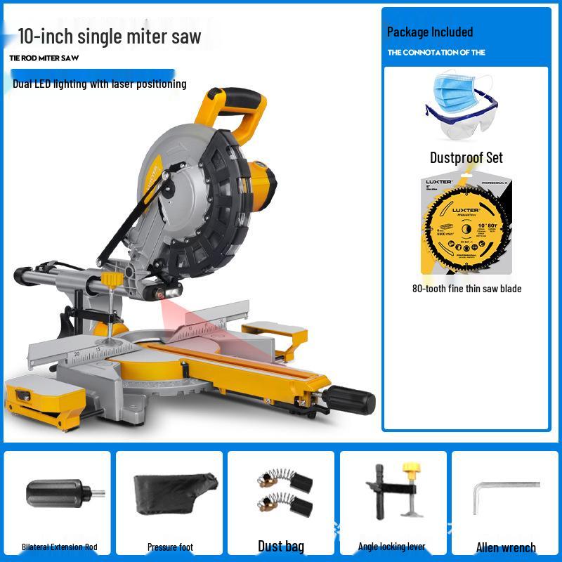 LUXTER Rocker 10" Sliding Compound Miter Saw, 255mm Aluminum Body, 45° Woodworking Aluminum Cutting Machine