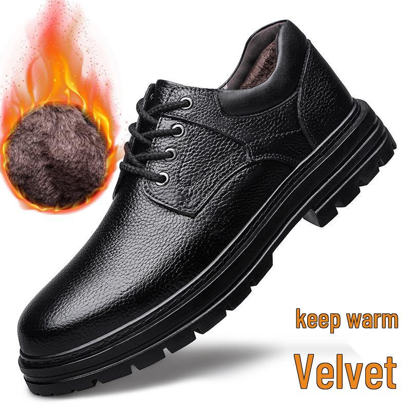 Plus Size Men s Breathable Genuine Leather Work Shoes - Spring Arrival, Wear-Resistant, Low Top, Hollow Design 37