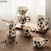 Taza de Café de Cerámica de Lunares de Colores Taza de Mano Tazas de Desayuno Vaso de Agua Tazas para Té con Leche Taza para Leche Taza para Jugo Tazas de Café