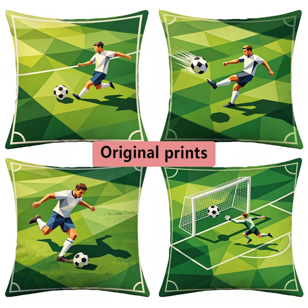 Soccer Game Low Poly Print Throw Pillow Covers Pattern Cushion Cover Suitable for Sofa Bedroom Car Pillow Cover