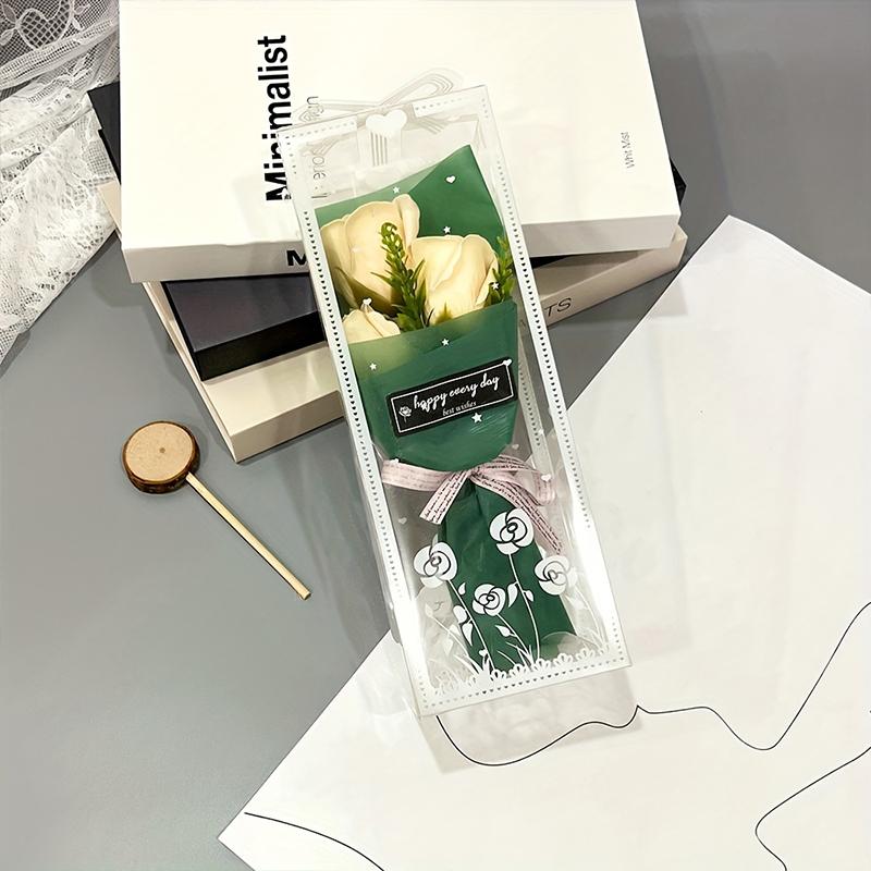 1 Set Luxury Soap Flower Arrangement for Valentine's Day 3 Rose Soap Bouquet Gift Box 9x7x25cm