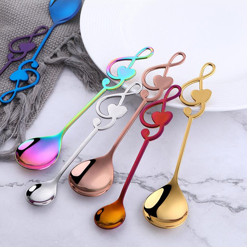 1pc 304 stainless steel note heart-shaped spoon coffee dessert spoon children's large dining spoon