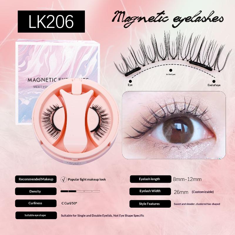 Reusable Magnetic Eyelashes No Glue Needed 3D Natural Look Curly Magnetic False Eyelashes Easy Apply Lashes Kit For Eye Makeup