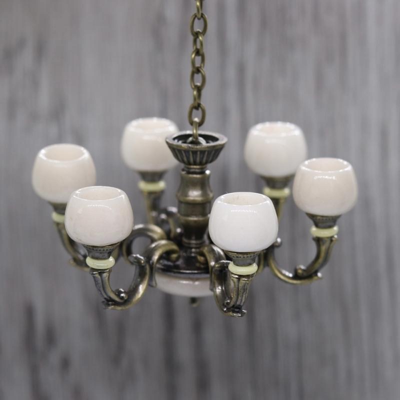Kronleuchter Spielzeugfigur Modell Realistisch Vintage Licht Puppenhaus Rollenspiel Mädchen Geschenk Vintage Licht Mini Modell Spielzeug