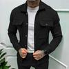 Men S Casual Solid Button Pocket Long Sleeve Fleece Jacket