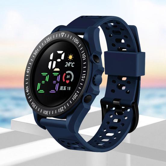 Kids LED Digital Waterproof Comfortable Silicone Sports Watch Band Calendar Week Display Boys