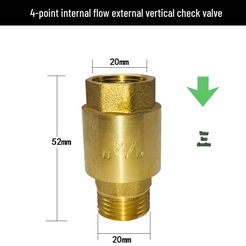 Brass Vertical Check Valve, Water Pipe Backflow Preventer, 1 Inch, Male/Female Thread, Unidirectional Valve.