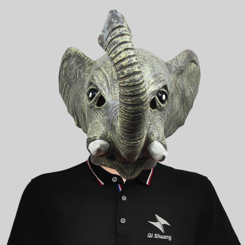 

Игривая маска головы слона Забавный латексный аксессуар для Хэллоуина, дней рождения и