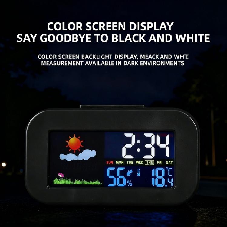 Electronic Weather Clock with Colorful Backlight Simple Design Weather Clock for Indoor Temperature Moisture And Time Display