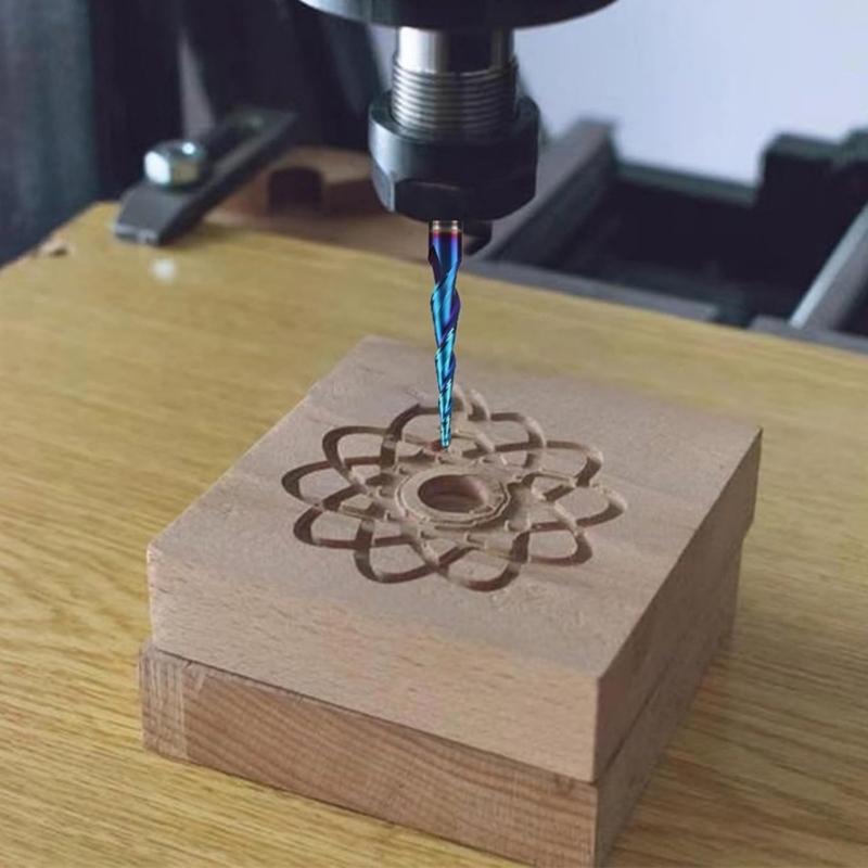 2 Flute Heat Treated Hardened Alloy Tapered Trimming Engraving Bit Suitable For Hardwood And 3D Model Precise Machining